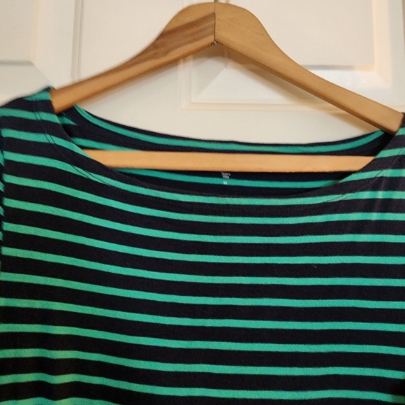 - Garnet Hill Knit Cotton Midi Dress Size 4 Team Nautical Navy Stripe Bea… - Picture 5 of 9